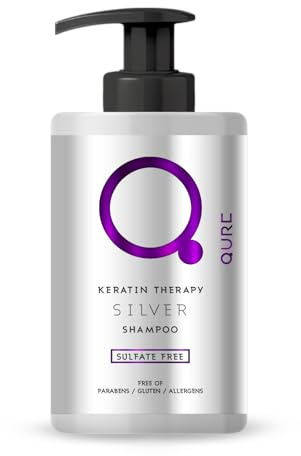 Qure Silbershampoo Anti Gelbstich - Ideal für keratin Haarglättung - Professionelle Formel für Blondes, Graues und Weißes Haar - Sulfatfrei 300ml
