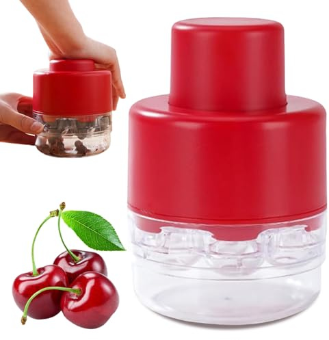 Cherry Stoner Pitter, 7-in-1 Kirschentkerner Werkzeug, Cherry Kirsch Entkerner, Kirschentsteiner Manuell für Kinder, Kirschen Pitter, Multi-Kirschkernentferner, Cherry Pitter für Küche (Rot)