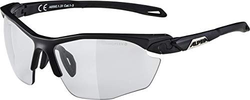 ALPINA Twist Five HR V - Selbsttönende, Bruchfeste und Beschlagfreie Sport und Fahrradbrille mit 100 Prozent, UV-Schutz Für Erwachsene, black matt, One Size,Sportlich