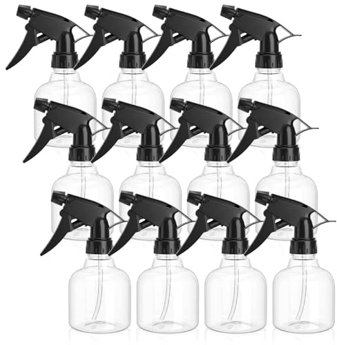 Lawei 12 Stück 250ml Sprühflasche Kunststoff Wassersprühflasche Nachfüllbare Leere Sprühflasche für Haushalt und Garten Friseurwerkzeuge Gießkanne Multifunktionale Sprühflasche - Schwarz