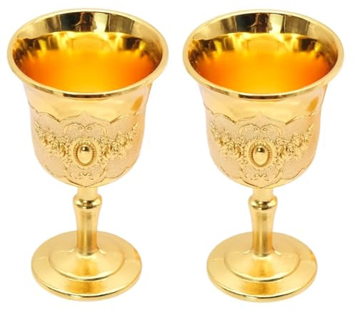 INHEMING 2 Stück Vintage Goldene Kelch - Weinbecher Für Die Persönliche Sammlung Und Heimdekoration