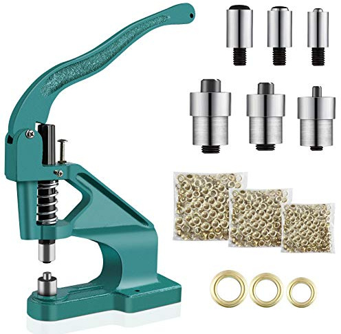 ösenpresse, Ösenstanze Nietenpresse, Ösenlochmaschine, Handpresse Ösen Werkzeug mit 3 Stempelsätzen und 900 Ösen, 6 mm, 10 mm,12 mm, für DIY Dekoration Fertigkeit Nähende Vorhang Kleidersack Markise