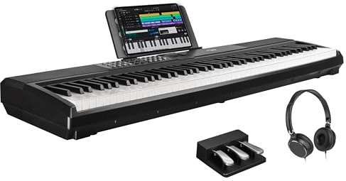 STRICH E-Piano 88 Tasten Gewichtet Klavier mit Sustain-Pedal, Hammermechanik-Digitalpiano, 2x15W integrierte Lautsprecher, vollwertiges E-Piano mit USB-MIDI/Wireless-Verbindung, SDP-120