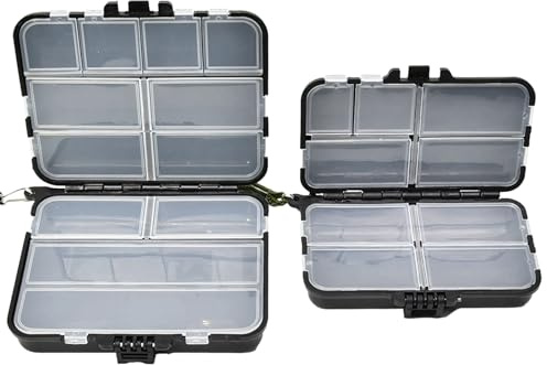 2 Stück Tackle Box, Doppeltes Fach, Wasserdicht und Langlebig, Angelzubehör-Aufbewahrungsbox, Unabhängige Aufbewahrung, Geeignet für die Aufbewahrung von Angelzubehör (BLACK)
