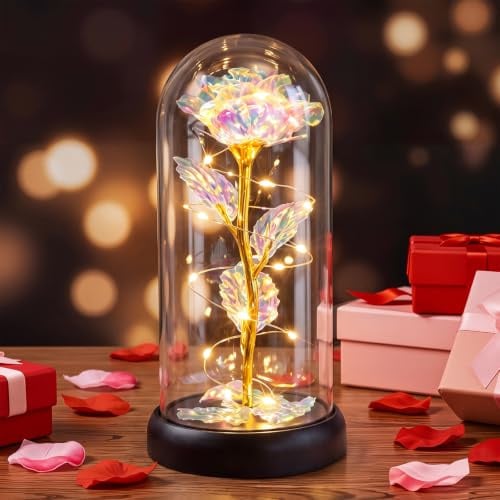 Otlonpe Geschenke für Frauen, 7 Zoll Ewige Glas Rose Personalisierte Geburtstagsgeschenk für Frauen Freundin Mama Oma Frau Valentinstag Weihnachts Muttertags