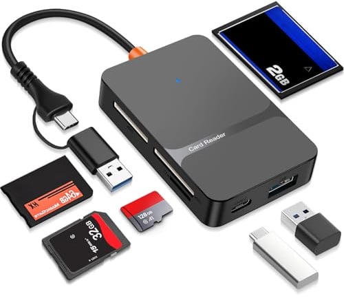 6 in 1 Multi Kartenlesegerät, USB USB-C auf SD/TF/CF/MS SD Kartenleser, SD Kartenleser USB Adapter für iPhone/iPad/MacBook Pro/Air, Unterstützt Micro SD, CF, SDXC, Micro SDXC, MS usw Karten