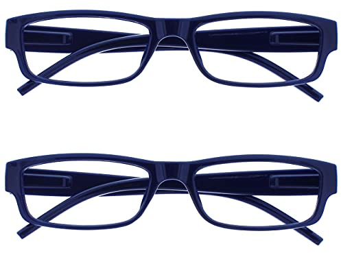 OPULIZE Die Lesebrille Unternehmen Blau Schwarz Leicht Komfortables Leser Wert 2er-Pack Herren Frauen RR32-3 +2,50