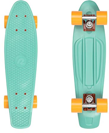 'Retrospec Quip Mini Cruiser Skateboard 22.5'' Classic Retro Plastic Cruiser Complete Skateboard with ABEC 7 Bearings and PU Wheels Compact Board w/Grippy, Molded Waffle Deck'