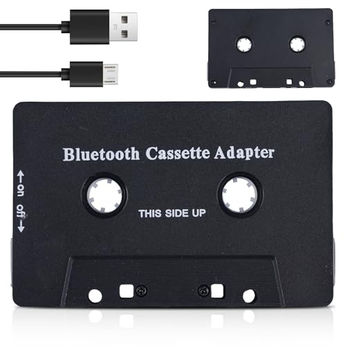 GOEDCH Bluetooth Autokassettenadapter: Stereo High Fidelity Kassettenadapter, Kabelloser Bluetooth 5.0-Kassettenadapter für das Auto, USB Aufladung, für Mobiltelefone, Autoradios, Tablets, Telefon