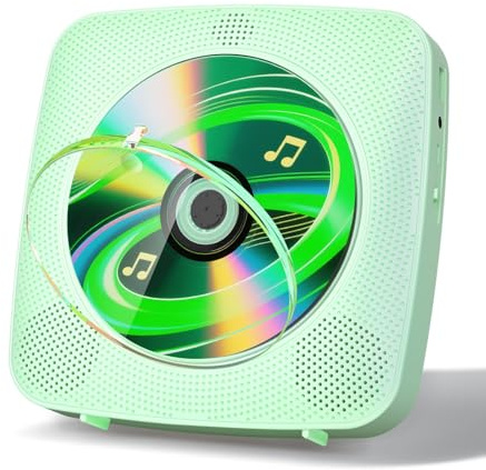 Gueray Tragbarer CD Player Tragbar : Radio CD Players Kinder CD-Player Discman mit 1800mAh Akku Lautsprecher abnehmbaren Staubschutzabdeckung Fernbedienung UKW-Radio USB AUX Funktion Grün