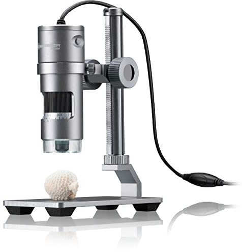 Bresser Digitales Mikroskop mit LED Ringlicht, Auflichtmikroskop DST-1028 mit USB Anschluss für PCS, 5,1MP