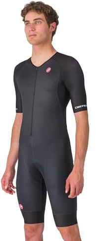 CASTELLI Core Tri-Anzug für Herren, kurzärmelig, Radfahren, Rennen, Schwimmen, Radfahren, Laufen, aerodynamischer Triathlon-Anzug mit Taschen, Schwarz, XL