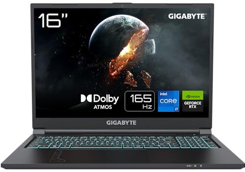 GIGABYTE G6 KF Gaming-Laptop - 16,0 Zoll, 165Hz FHD+, Intel Core i7-13700H, NVIDIA GeForce RTX 4060 GPU, 16GB DDR5 4800MHz, 1 x Gen4 1TB SSD, Windows 11 Home, 2 Jahre Garantie, G6 KF-73DE854KH