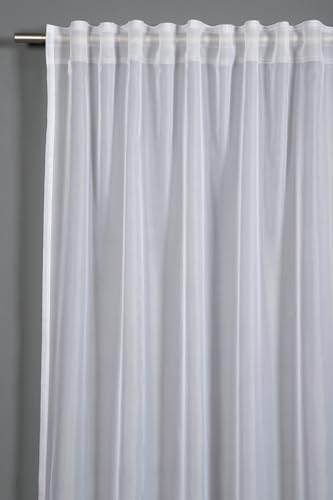 Sehlbach Fertiggardine mit Gardinenband, Voile mit Beschwerungstasche, Weiß, 300 x 175 cm Gardinen, Transparenter Voile Stoff, Lichtdurchlässig, Öko-Tex Zertifiziert, Verdeckte Schlaufen