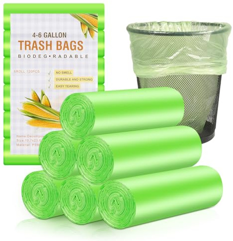 Müllbeutel 20L 120 Stück Reißfeste Müllsäcke Wasserdichte Abfallbeutel für Küche, Büro und Wohnzimmer, Reißfeste Abfalltüten für Mülltrennung (50x60cm, Grün)