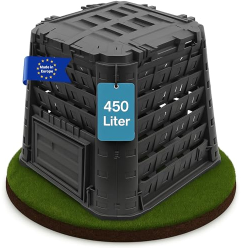 YourCasa® Komposter Garten 450 Liter groß - aus wetterfestem Kunststoff - Schnellkomposter mit robusten Seitenwänden & einfacher Montage - Thermokomposter hergestellt in EU