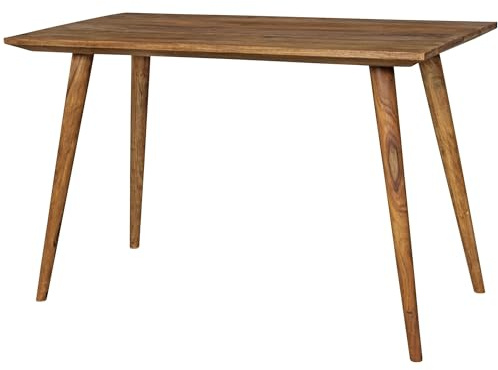 FineBuy Esstisch 120 cm Sheesham Massivholz Rechteckig, Rustikal | Esszimmertisch für 4 bis 6 Personen im Landhausstil, Küchentisch aus Echtholz, handgefertigtes Unikat
