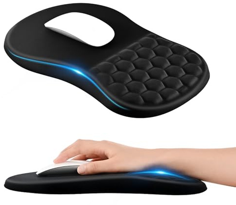 EooCoo Mauspad XXL, Ergonomisches Mousepad mit Handauflage & Massage-Noppen, Gaming Lycra Mouse Pad mit Rutschfester PU-Basis, für Schmerzlinderung, für Alle Maus, PC, Office, Büro, Gamer (300x200 mm)