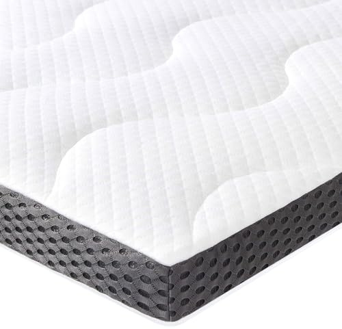 Amazon Basics Matratzen-Topper, Gel-Schaum, 7cm Höhe, Abnehmbarer Waschbarer Bezug, 80cm x 190cm, Weiß