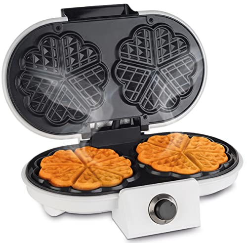 Korona 41020 Doppelwaffelautomat 1200 Watt max. Waffeldurchmesser je 13 cm 5 Bräungungsstufen stufenloser Temperaturregler wärmeisolierter Handgriff weiß, schwarz