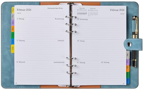 Kalender 2025 2026 A5 Deutsch, Schülerkalender 2025/2026, Planer mit Monatsübersicht Notizen Kontakt, Softcover Wochenplaner/Terminplaner Ringbuch, Schulplaner, Buchkalender Organizer, Aug.25-Jul.26