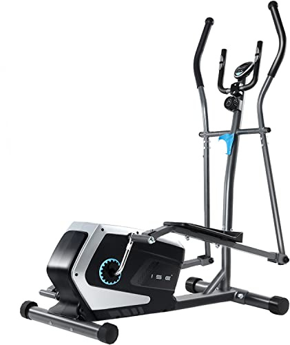 ISE Crosstrainer Ellipsentrainer für Zuhause Ellipsen Ergometer Elliptisch Heimtrainer mit Schwungmasse,8 Widerstandsstufen
