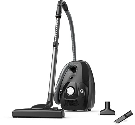 Rowenta Green Force Max Silence Bodenstaubsauger mit Beutel, 900 Watt, 4,5 L Staubbeutel, 99,98 Prozent HEPA-Filterung, 12 m Aktionsradius, kompaktes Design, inkl. Zubehör, Schwarz, RO6136