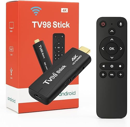 Android TV Stick 4K Mini Smart TV Box DDR4 2 GB RAM 16 GB Quad-Core 64-Bit Dual 2,4 GHz/5 GHz WLAN HDR10+ Ultra USB HD Smart T-V Stick Box Streaming Media (H 2+16)