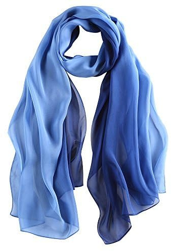 LEIDAI Seidenschal Damen Blau Farbverlauf | 100% Seide, Lang, Leicht, Sonnenschutz, Anti-allergisch Mit Geschenkbox