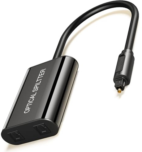 ANDTOBO 【Aufgerüstet Digitaler Toslink Optischer Splitter 1 in 2 Audiokabel Adapter -【Aktiv Splitter】