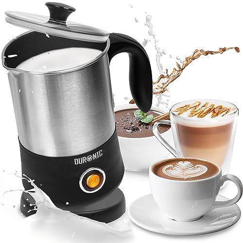 Duronic MF300 Elektrischer Milchaufschäumer – 400 ml Induktions-Milchschäumer, automatischer heißer & kalter Milchschaum, für Cappuccino, Latte, Kakao – Edelstahl, leise & energieeffizient