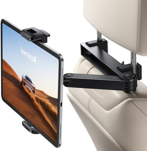 Lamicall Tablet Halterung Auto Kopfstütze - [2026 Sicherheitsschloss] Ausziehbar Tablethalterungen Auto, KFZ Tablet Kopfstützenhalter für iPad, Smartphone, Switch, Samsung Tab und 4,7-13 Zoll Geräte