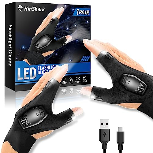 Hinshark Geschenke für Männer, Handschuhe mit Licht Angelzubehör Vatertagsgeschenk für Papa, Männergeschenke, Geburtstagsgeschenk Lustige Gadgets Männertag Geschenke für Männer Papa Geschenk Vatertag