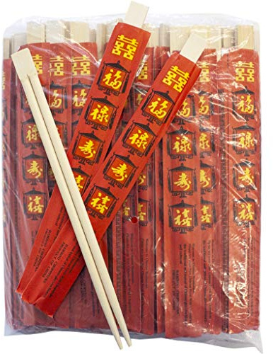 MINGCHENCN Bambus Essstäbchen, Rot (23cm), (1 X 50 PCS)