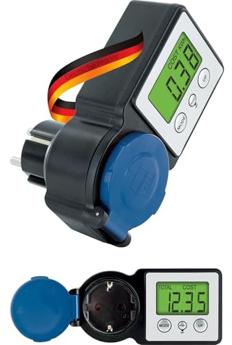 SCHWAIGER Energiekostenmessgerät & Einspeisemessgerät I Outdoor geeignet & beleuchtet I Stromzähler für die Steckdose I Strommessgerät zur Ermittlung des Stromverbrauchs & der Einspeisung
