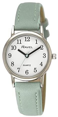 Ravel - Pastellfarbene Alltagsuhr für Damen (27 mm Gehäuse) - Analoges Quarzwerk - R0137.11.2 - Grün/Silberton
