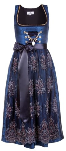 Edelnice Trachtenmode Exklusives Designer Dirndl lang Josepha inkl. Spitzen Dirndlschürze und Charivari Gr. 32-56