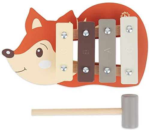 Bieco Mini Fuchs Kinder Xylophon - Baby Spielzeug Glockenspiel für Kinder ab 1 Jahr - Waldtiere Xylophon Holz - Glockenspiel Holz