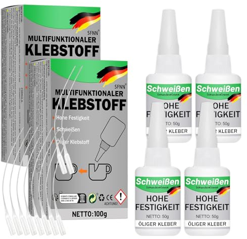 Sekundenkleber Extra Stark, Flaschen mit 50 ml Superkleber Extra Stark für Alles Super Glue Transparent Ölkleber Sekundenkleber Flüssig Schnellkleber Für DIY Mehrere Materialien (4 Stück)