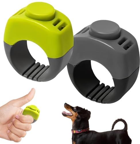 Simsky 2er-Set Hunde Klicker Training Ring, 19mm und 21mm, Grasgrün und Grau, Fingerhaltung für Hund, Katze und Pferd