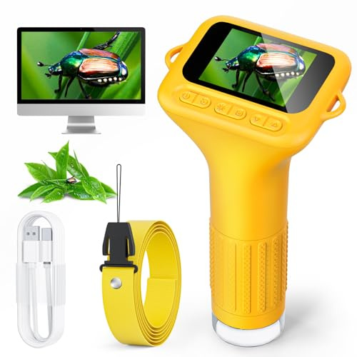 SKYBASIC Digitales Kindermikroskop, 1000-facher Zoom, 2,0-Zoll-LCD-Bildschirm, STEM-Lernspielzeug-Wissenschaftsset, geeignet für Kinder von 6-12 Jahren