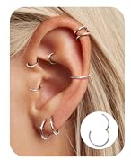 Adramata 8 Stücke 6-12mm Edelstahl 16g 18g Knorpel Creolen für Männer Frauen Nasenring Helix Septum Couch Daith Lip Tragus Piercing Schmuck Set