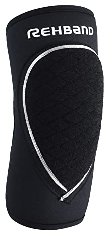 Rehband Ellbogenschoner Schwarz, Neopren Ellenbogenschutz Handball & Volleyball, Unisex, Farbe:Schwarz, Größe:L