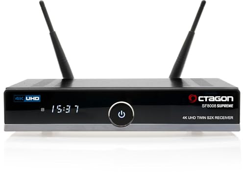 Octagon SF8008 V3 (Version 3) UHD 4K Supreme Twin Sat Receiver, 2X DVB-S2X Tuner, E2 Linux & Define OS, mit Aufnahmefunktion, M.2 M Key, Gigabit LAN, Kartenleser, Sat to IP, Multistream, WiFi WLAN