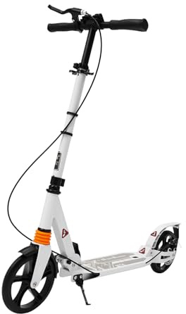 TFGXUE Klappbarer Roller Erwachsene, Tretroller Erwachsene 100 kg, Mehrstufig Höhenverstellbar, Doppelbremssystem, PU-Räder, Cityroller Erwachsenes, Weiß