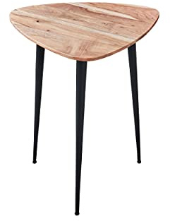 SAM Beistelltisch ELSA 50 x 50 cm, Akazienholz massiv & naturfarben, Couchtische mit schwarzem Metallgestell, jeder Sofatisch EIN Unikat