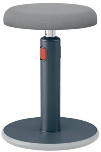 Leitz Active Sitz-Steh-Hocker, Ergonomischer höhenverstellbarer Wipphocker für 46 cm bis 79 cm Höhe, Runder Bürodrehstuhl oder -hocker, Ergo Cosy Serie, Grau, 65180089, Dunkelgrau