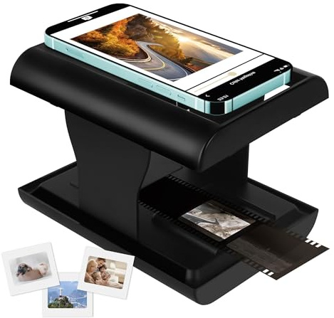 DGODRT Diascanner, Mobile Film Scanner, Scannen und Speichern Ihrer 24x36 mm Negative und Dias mit Smartphone-Kamera, Faltbarer Tragbare Filmscanner mit LED-Beleuchtung
