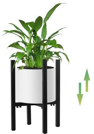 STLOVe Blumenhocker, Verstellbarer Blumentopfständer Modern Blumenständer Pflanzenständer Metall Schwarz für Innen und Draußen Wohnzimmer Ecke, Pflanzenhocker Einstellbare Breite:24-36cm, 1pcs