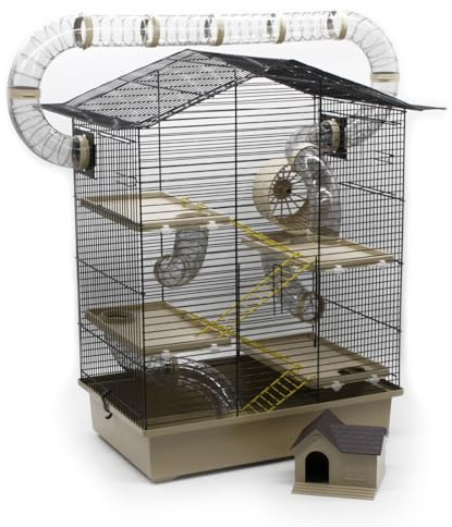 ZooPaul XXL Nagerkäfig Hamsterkäfig beige Maus Käfig inklusive Tunnelsystem viel Zubehör